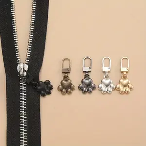 10pcs, Versatile Dog Paw Print Golden Accessories, Small Hole Semi-automatic Head Pull Piece, Detachable Zipper Head for Bags, Jackets, Clothes, Shoes, Boots, Replacement Zipper Pull Pendant, High-end Buckle Accessory for Golden Pendant.