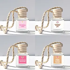 4 Pack Bakery Scented Car Air Fresheners - Birthday Cake, Coconut Cream Pie, Strawberry Shortcake, Sugar Cookie Bread - Sweet Bakery Aroma Car Freshener Set