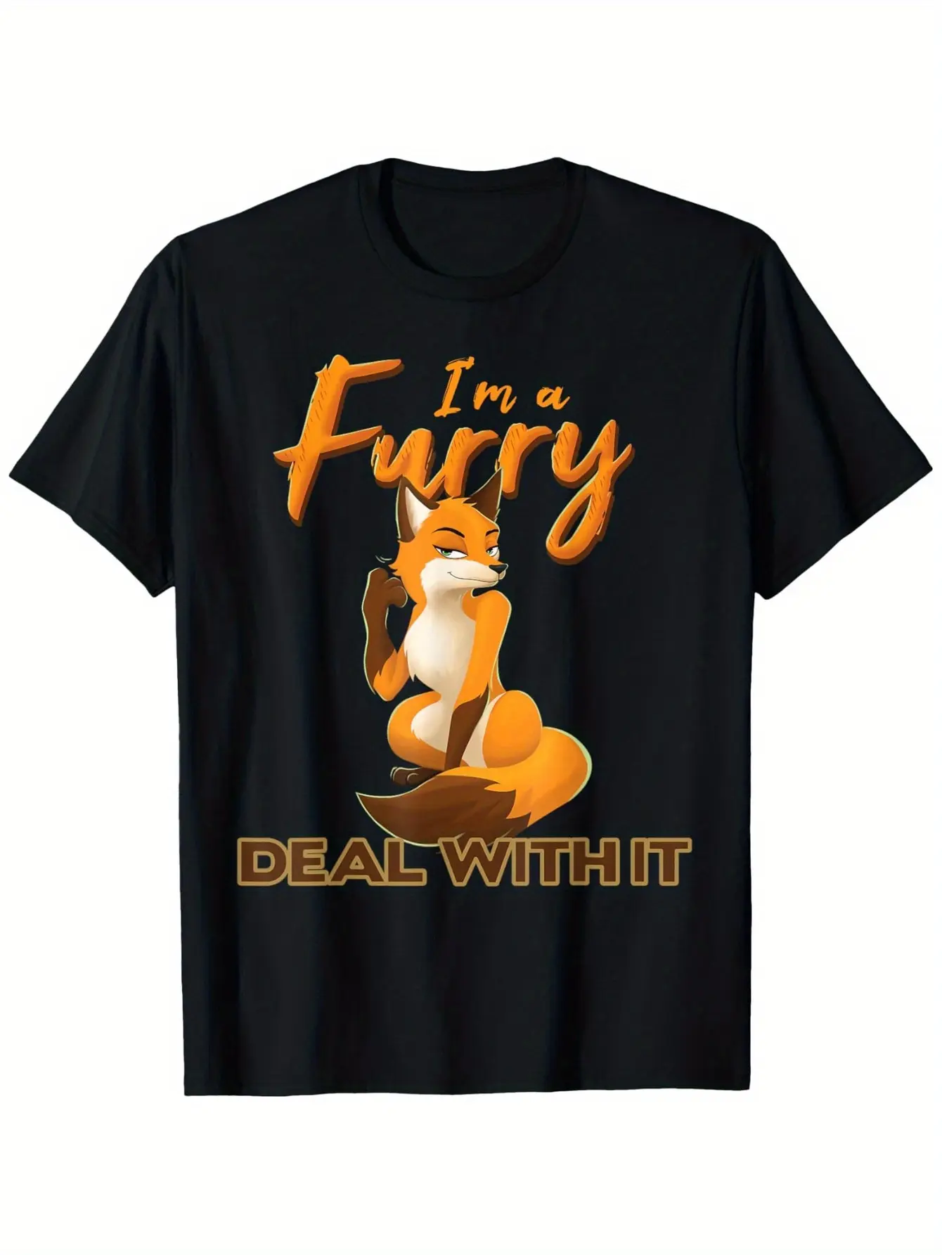 Plus-size, I'm a Furry, Deal with It_ Anthropomorp unisex soft cotton short sleeve t shirt, vintage graphic casual tee for men women teens, perfect birthday holiday gift for camping travel gym daily street casual wear