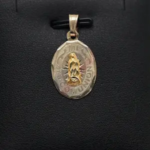 14K Gold 3 Tone “Mi 1ra Comunion” Pendant with Virgen Oval - 1st Communion