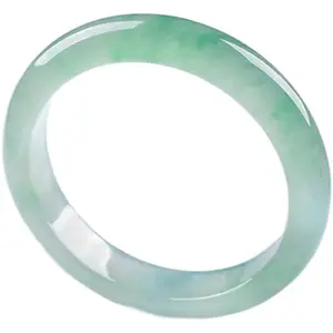Random natural Burmese A-grade jadeite bracelet for women, ice-waxy texture with floral patterns, light sunny green jadeite