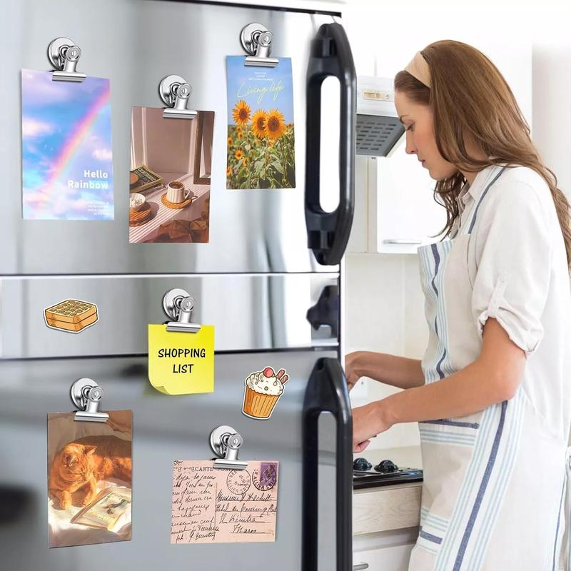 Super Z Outlet Magnetic Clips 16pcs Heavy Duty Refrigerator Magnet Clips Fridge Magnets Strong Round Metal Stainless Steel