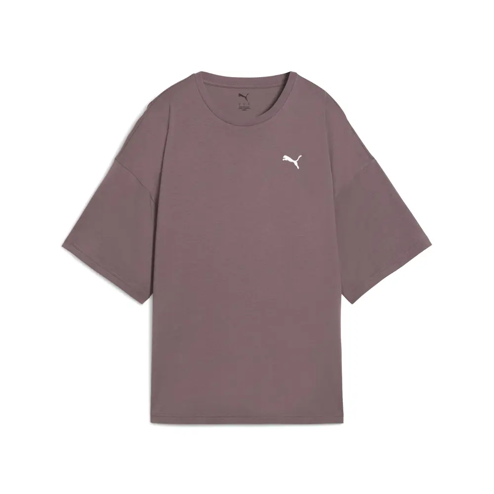 PUMA Womens Wardrobe Essentials Oversized Crew Neck Short Sleeve Casual Tops Casual - Purple