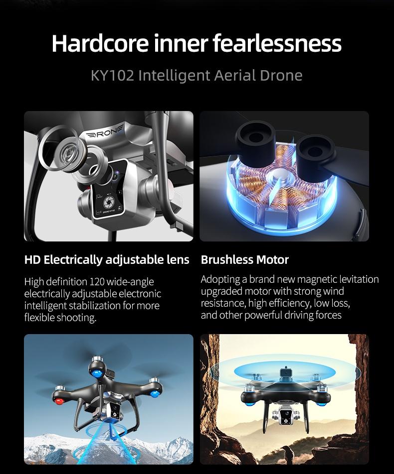 KY102 Drone with Screen Controller & SD Card, HD Camera, Brushless Motor, Optical Flow Positioning, Active Obstacle Avoidance, Dual Battery Kit, One-Key Takeoff/Landing, Beginner FPV Quadcopter
