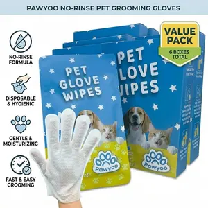 Disposable Pet Glove Wipes, No-Rinse Formula, Hypoallergenic, Double-Sided, Gentle on Skin, Moisturizing, Deep Cleaning, Dirt Removal, Shed Hair & Dander Collector, Deodorizing, Non-Greasy, For Dogs & Cats, All Pets, Disposable & Hygieni