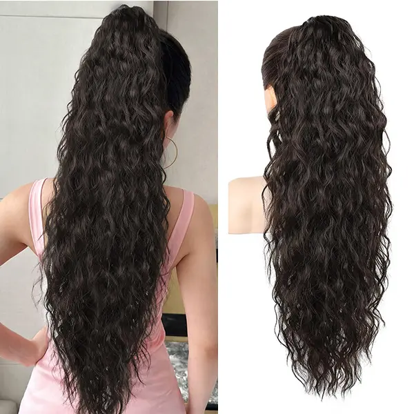 Ponytail Extension Claw Clip on Pony tails Hair Extension for Women 30 Inch Long Wavy Curly Fake Ponytail Clip in Hair Pieces for Women Fluffy Natural Looking Synthetic Hairpiece enhances volume