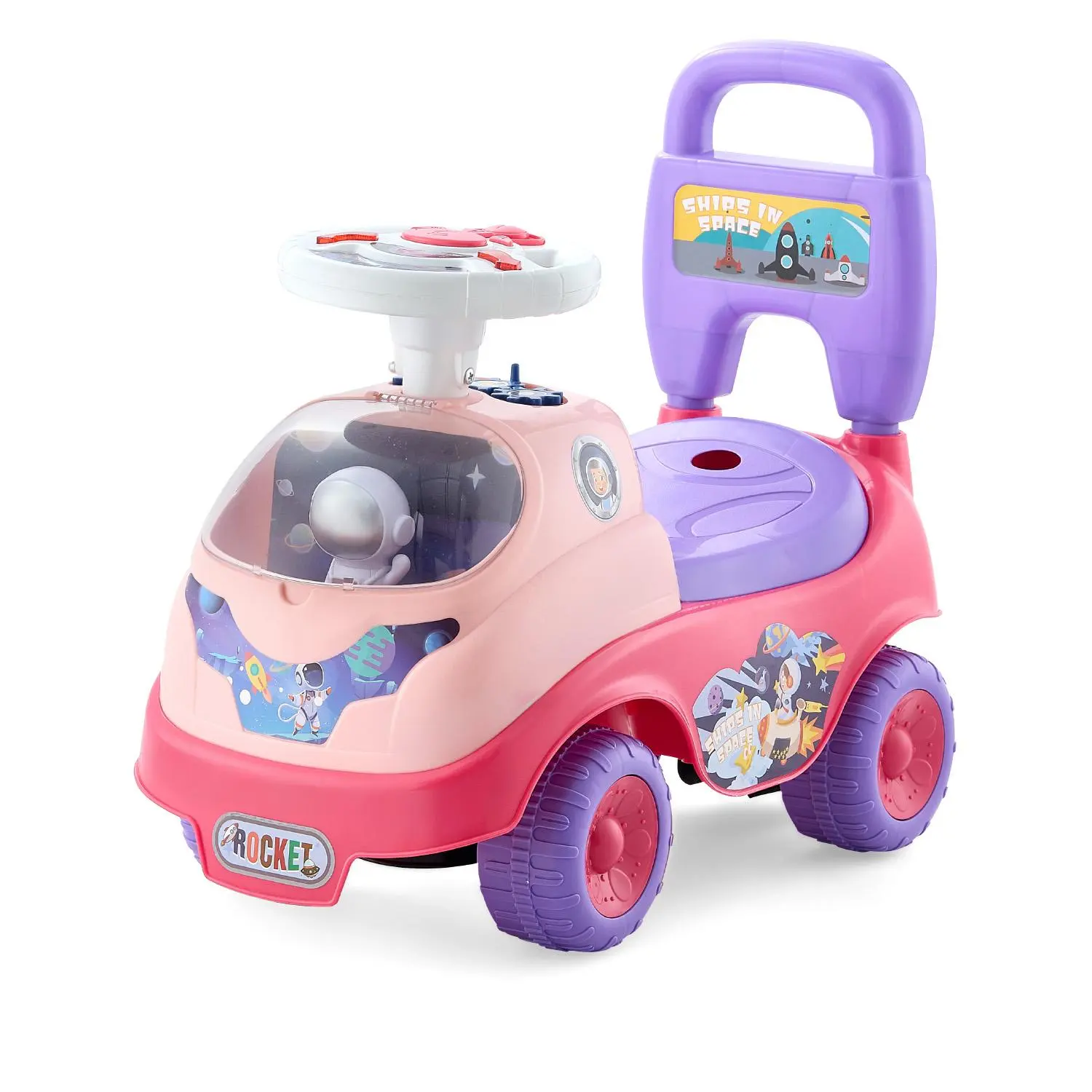 【summerfinds】VEVOR Ride On Toddler Push Car, Push Car for Toddler 19 to 36 Months, Kids Ride On Toy with Horn & Music, 48.5 lbs Load Capacity, Under-seat Storage, Foot-to-Floor Walker for Toddlers Boys Girls, Pink
