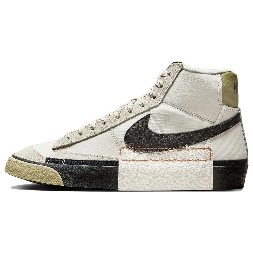 Nike Blazer Mid Pro Club Phantom Neutral Olive Skate Shoes Men's White Black FB8891-002