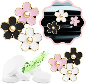 Automotive Colorful Car Decoration - Air Vent & AC Outlet Clips - Air Freshener & Interior Car Decor for Girls & Women (Black, White, Light Pink, Lavender, Eucalyptus, Jasmin)
