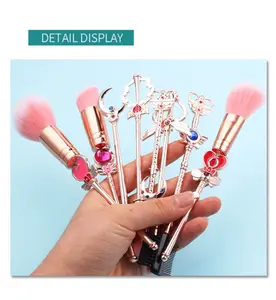 8 In 1 Sailor Moon Makeup Brush Set with Dust Bag - Multipurpose Beauty Tool for Travel or Touch-ups by Wukong