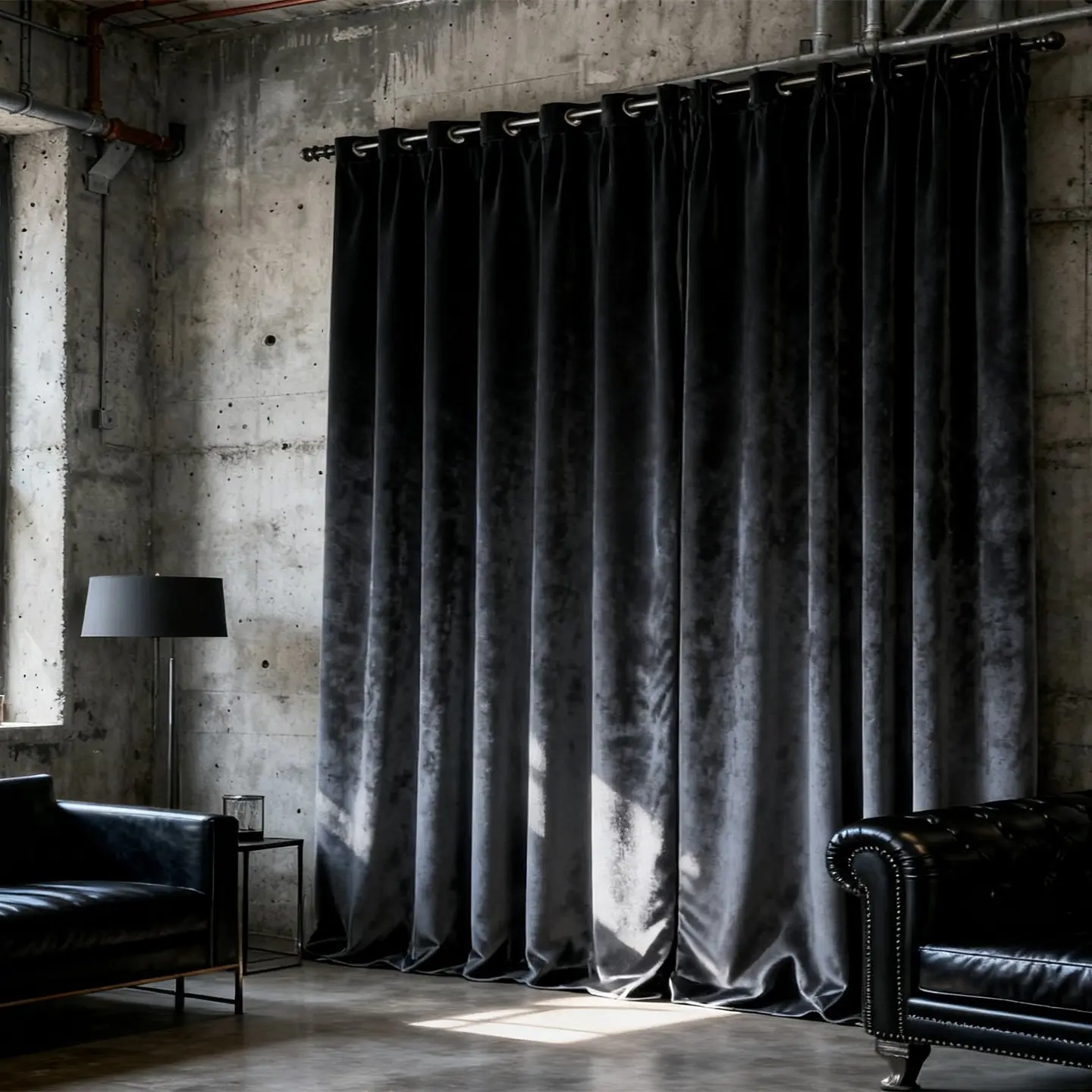 Simple Solid Color Light Blocking Italian Velvet Bedroom Balcony Curtain, Fashionable Hole Drapery for Living Room, Blackout Curtains