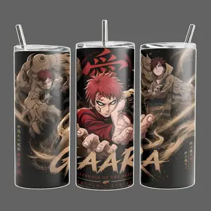 Gaara Kazekage of the Desert Anime Tumbler Cup, Sand Ninja Full Wrap Design, Stainless Steel Insulated NRT Tumbler 20oz/40oz with Straw Lid Included