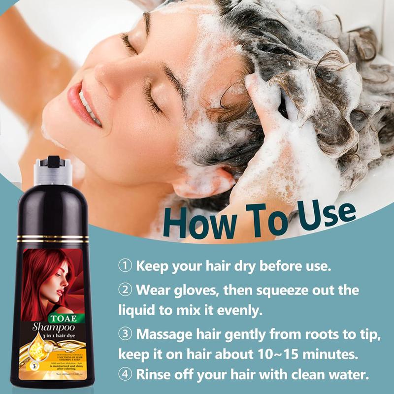 TOAE Hair Dye Shampoo 3 In 1 Herbal Hair Dye Color Shampoo Plant For Woman And Men Hair Dye For Gray And Dark Hair Wine Rend And Chestnut Brown And Golden brown And Black Four Colors Hair Dye Shampoo, Long Lasting & Coverage Nourish Scalp Haircare Mint
