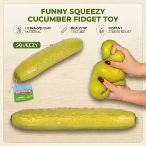 Jumbo Realistic Sour Cucumber Squishy Squeeze Toy, Giant Pickle TPR Fidget Toy for Adult Stress Relief, Funny Gag Gift & Desk Decor