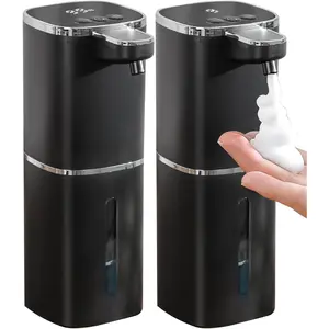 2 Pack Automatic Foaming Soap Dispenser, 13.5oz/400mL, USB Rechargeable,9- Adjustable  Levels, IPX5 , Touchless & Wall/Tabletop Use for Kitchen Bathroom, Black