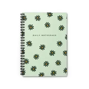 Mint Green Flower Spiral Notebook - Notespace Journal Ruled Line