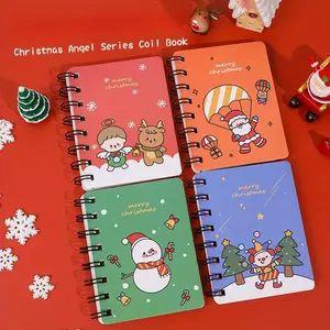 Christmas Themed Spiral Notebook, 80 Pages/set Mini Portable Notebook, Pocket Notebook, Christmas Holiday Gift Notebook, Office Stationery & Supplies
