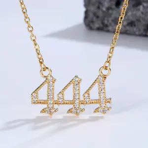 1pc Angel Lucky Number 444 Necklace - Full-Drill Number 444 Bead with Angel, Elegant Minimalist Suitable for Daily Wear, Parties & Mardi Gras, Year-Round Lucky Gift goddess gania charm dainty chain