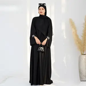 Fashion jacquard bow - tie dress gown Piece Skirt Abaya Modestdresses Maxi
