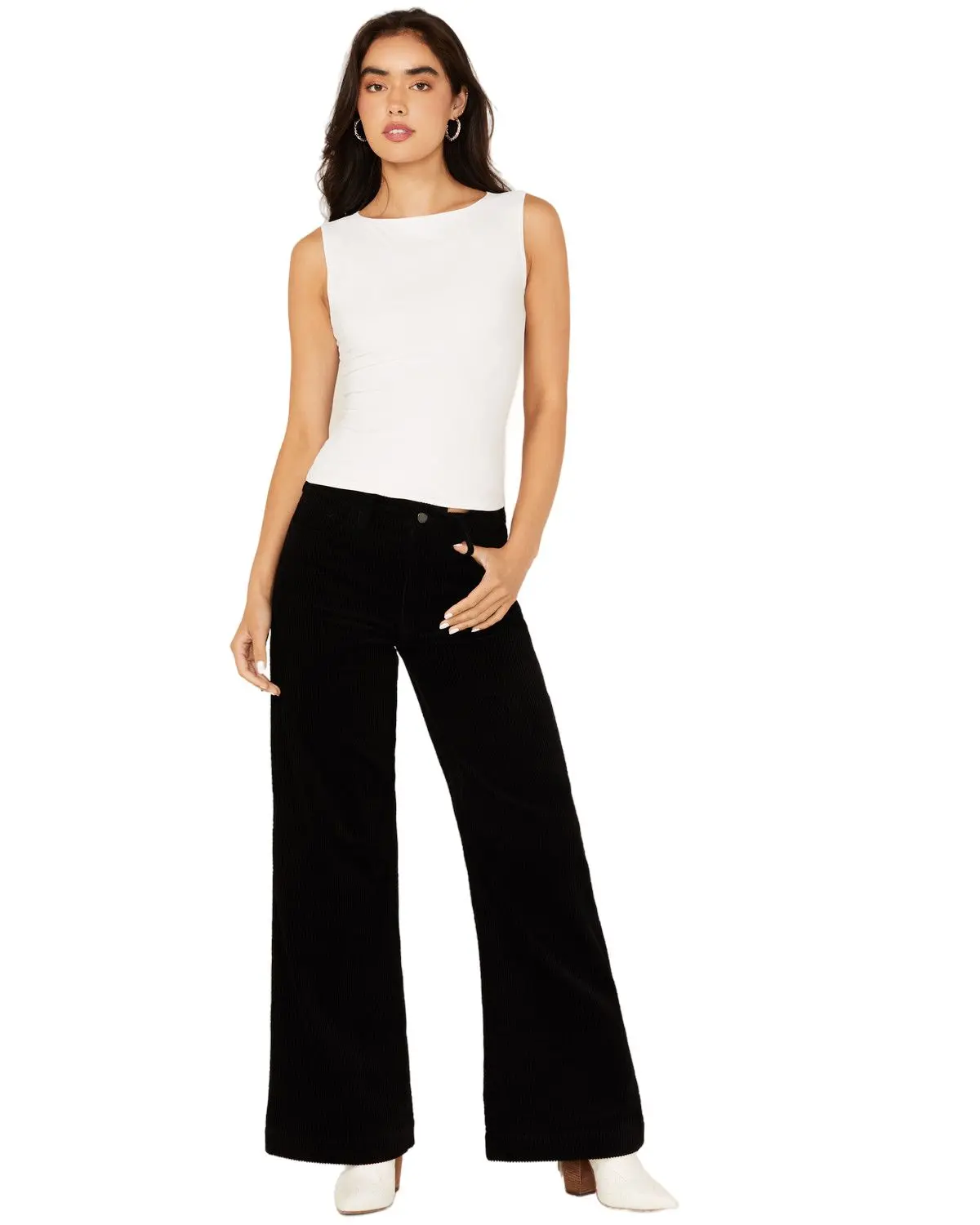 Dear John Women's Women'S Fiona High Rise Wide Leg Corduroy Jeans - Dpm55e265blk