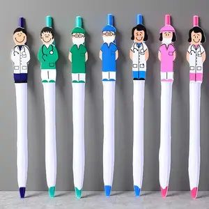 7-Piece Doctor Nurse Round Ballpoint Pens, Cartoon Design, Inspirational Quotes, Office Signing Pens, Gift for Medical Friends