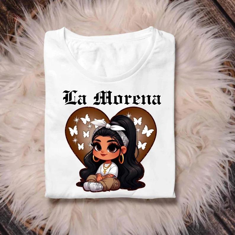 La morena Tshirt, chicana chola Shirt Sweatshirt Hoodie brown old school backdrop Unisex Tee