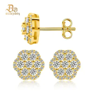 Delzzad Eternal Bloom Stud Earrings Flower Cluster Stud Earrings VVS Synthetic Moissanite Earrings S925 Studs Moissanite Earrings Jewelry Perfect Birthday Engagement Anniversary Mother’s Day Christmas Valentine's Day Gifts