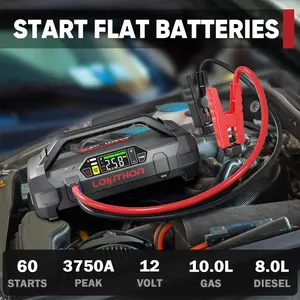 LOKITHOR JA401 3750A 12V Jump Starter with Air Compressor, 60W Two-Way Fast Charing, Lithium Battery Starter with 150PSI Digital Tire Inflator, Car Booster Pack for 10.0L Gas or 8.0L Diesel Engines auto  accessories