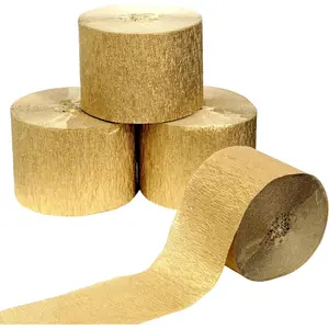 Gold Streamers 4 Rolls, 328 Ft Gold Crepe Paper, Streamer Party Decorations for Birthday, Wedding, Showers (1.8 in x 82 ft/Roll)
