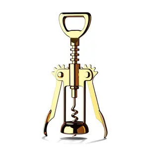 Gold Wine Opener, Zinc Alloy Premium Wing Corkscrew with Multifunctional Bottles Opener, Sharp Wine Corkscrew