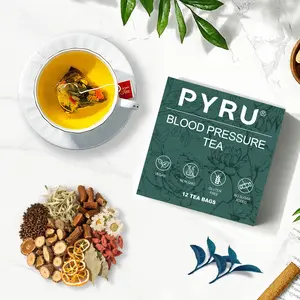 Pyru Blood Pressure Tea - 12-Pack | Herbal Blend with Goji Berries, Dandelion Root, Chrysanthemum, Burdock Root & Mulberry Leaf | Pure Ingredients for Your Daily Wellness