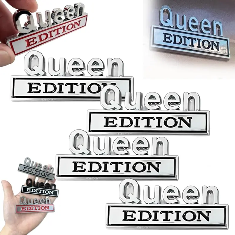 Queen Edition Car Emblem,3D Waterproof Metal Sticker Badge,Funny Edition Nameplate Bumper Decals for Cars Truck Motorcycle SUV Side or Rear Tailgate Name Plate Sticker