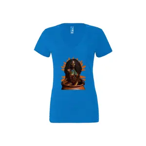 NewBBFlye_2 Neon Blue Women’s Jersey Deep V-Neck T