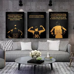 Basketball Player Pattern Unframed Painting, 3 Counts/set Inspirational Quotes Canvas Painting, Wall Art for Home Living Room Bedroom Gym Room Decor, Ornaments