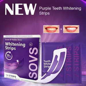 SOVS Teeth Whitening Strips 14 Strips, Enamel Safe for Sensitive Tooth, Whitens Teeth, Purple Whitening Strips, Removes Yellow Stains & Bad Breath - Effective Color Correction for a Brighter Smile