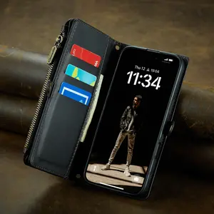 Fashion Women Multifunctional Phone Case with Long Shoulder Strap & Short Handle Rope, Multi Card Position Bag Protective Case for iPhone