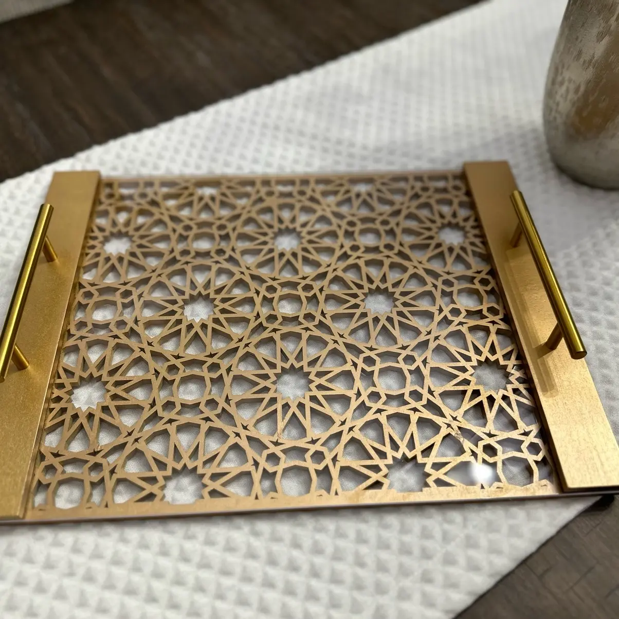 Ramadan Wooden acrylic tray Gold or silver