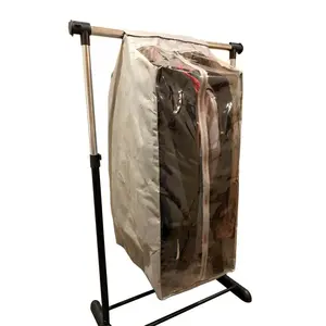 Full Garment Rack Cover Closet Rod Cover 16"W x 22"D x 42"H Beige
