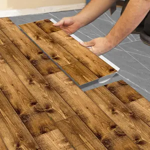 Wood Grain Pattern Floor Sticker, 5/10/20pcs Vintage Self-adhesive Removable Floor Sticker, Decorative Floor Sticker for Home Living Room Bedroom Kitchen, Home Decor