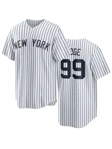 New York Men's No.99 White Classic Baseball Jersey, Sportswear,  Men's No.99 White Classic Baseball Jersey Sportswear Iconic Design, Button Down Short Sleeve 90s Legend Jersey