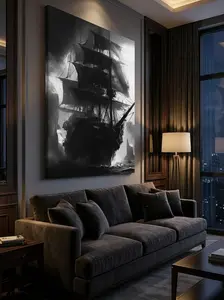 Black & White Pirate Ship  Art, Framed Vintage Nautical  Decor   Art Poster Newspaper brand wall Abstract Gold Ink Splash Mural Time Is Money Canvas Painting room Ace of Hearts Playing Cards Set Colored Sand Epoxy Floor Paint scripture hunting god home