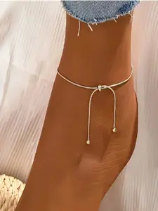 Fashion Simple Metal Ball Adjustable Snake Chain Anklet, Fashionable Jewelry Accessories, Suitable for Daily Wear and Party Occasions