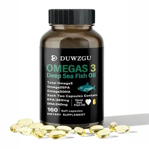 DUWZGU Omegas 3 Deep Sea Fish Oil Soft Capsules 160 Count 1200mg Fish Oil 360mg EPA 240mg DHA Supplement for Healthcare & Fitness
