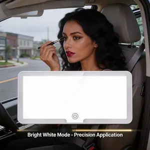 LED Car Visor Vanity Mirror, Sleek Design, HD Clear Glass, Rechargeable for Perfect Makeup Anywhere