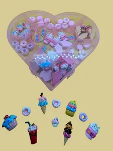 Nail Accessories Charm Box - 60 Pieces Acrylic Kitty or Heart-Shaped Nail Charms for Nail Art & Phone Cases