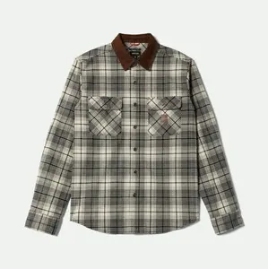 Brixton Builders Bowery Performance Off White Black L/s Flannel Shirt