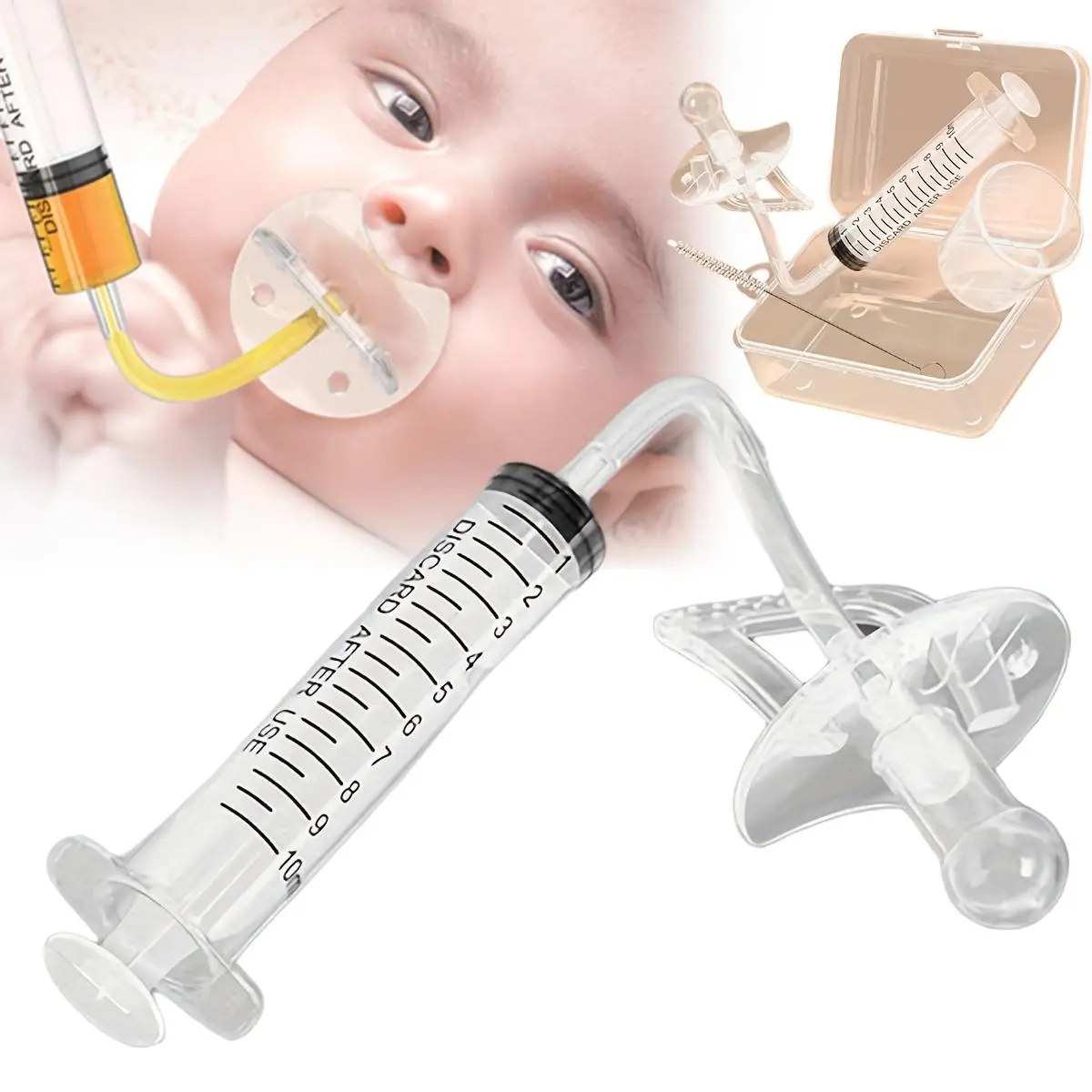 Baby Medicine Dispenser Set, 1 Set Silicone Baby Medicine Tube Pacifier Dropper, Toddler Feeding Pacifier Dispenser, Baby Products, Newborn Essentials