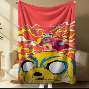 Anime Mashup Throw Blanket, Adventure Time x Naruto Parody Print, Super Soft Flannel Fleece, Lightweight Warm for Couch & Bedroom, Ideal Gift for Anime Lovers