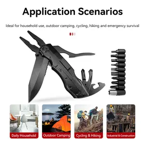 Novupow EDC Multitool Pliers,10 In 1，With Flathead Screwdriver, Phillips Screwdriver, Socket Wrench, 10 Bits And More For Camping, Survival, Hunting And Outdoors
