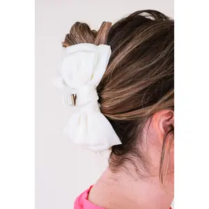 Satin Bow Claw Clip – Cream